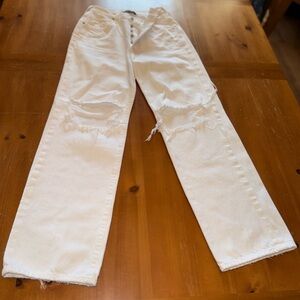 Citizens Of Humanity Jeans 26 White Distressed Straight Leg Chic Button Fly